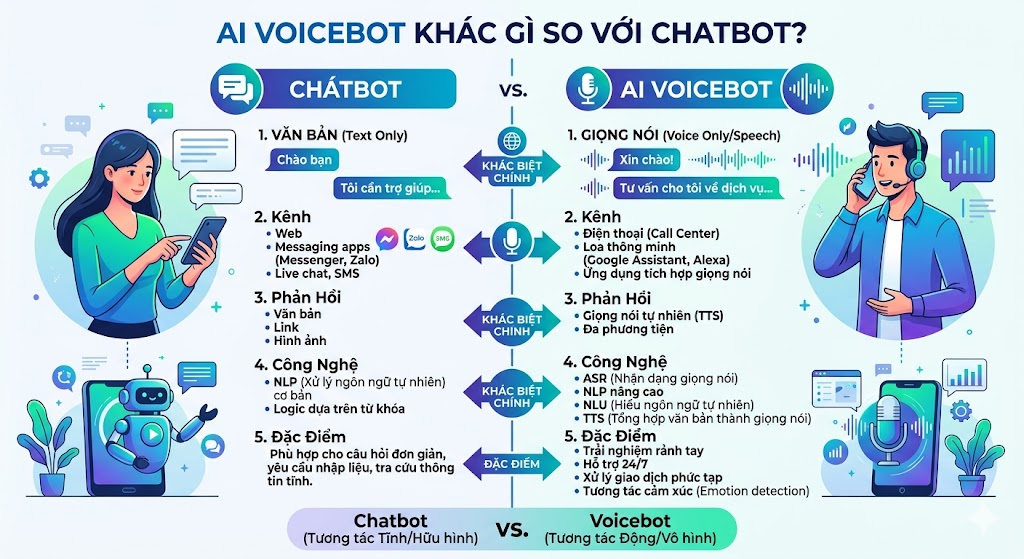AI Voicebot Khác Gì So Với Chatbot? Doanh Nghiệp Nên Chọn Giải Pháp Nào?
