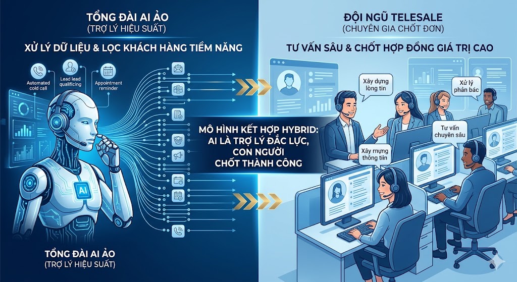 Tổng đài AI ảo có thay thế hoàn toàn telesale được không?